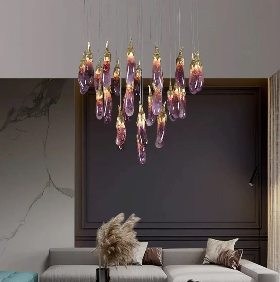 Eggplant-shaped Chandelier Purple Color - Yovalighting