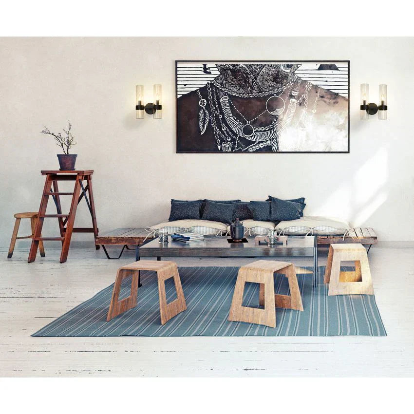 Modern Industrial Double Wall Sconce with Brass, Black, Nickel Finishes