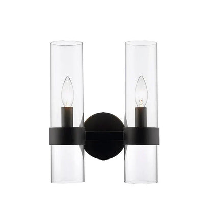 Modern Industrial Double Wall Sconce with Brass, Black, Nickel Finishes
