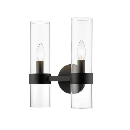 Modern Industrial Double Wall Sconce with Brass, Black, Nickel Finishes
