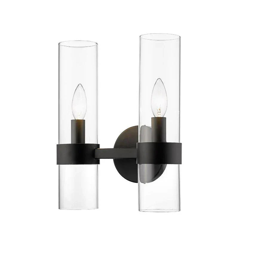 Modern Industrial Double Wall Sconce with Brass, Black, Nickel Finishes