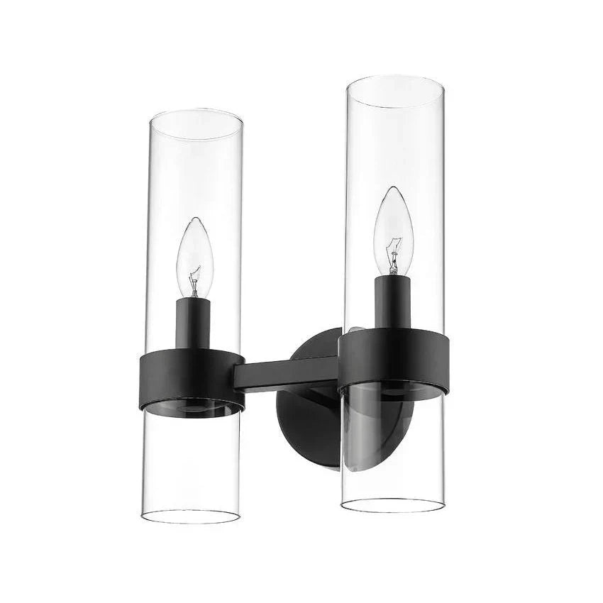 Modern Industrial Double Wall Sconce with Brass, Black, Nickel Finishes