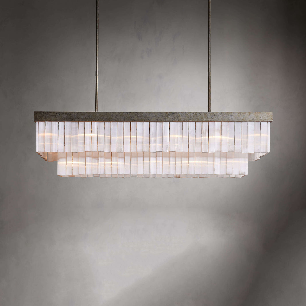 Corvane Luxury Selenite Linear Chandelier 49'' 59''