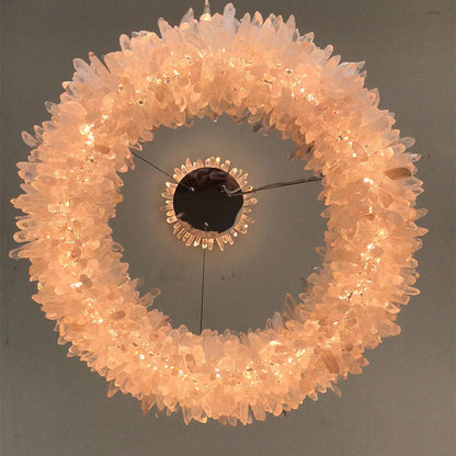 Amber Kandace Round Rock Crystal Pendant Light Modern Chandelier for Living Room