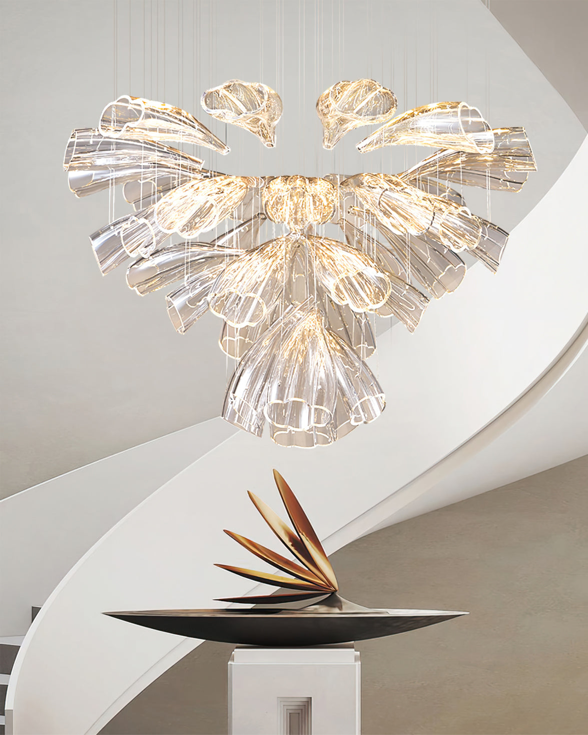 Christian Luxury Glass Lotus Hotel Hallway Stairway Chandelier