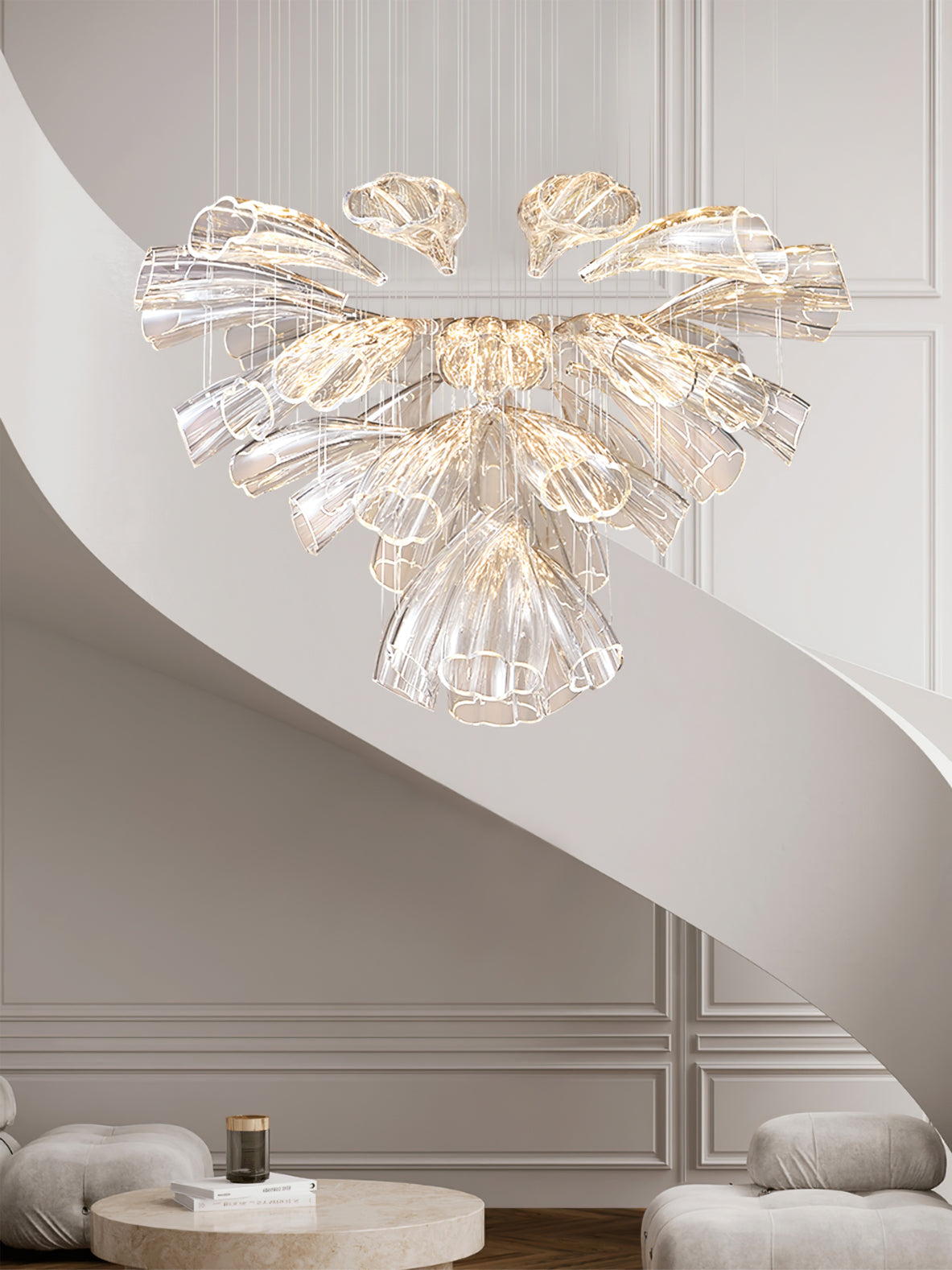 Christian Luxury Glass Lotus Hotel Hallway Stairway Chandelier