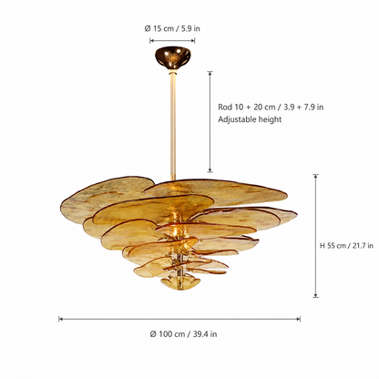 Petal Cascade Artisan Murano Chandelier 21.7"-39.4"