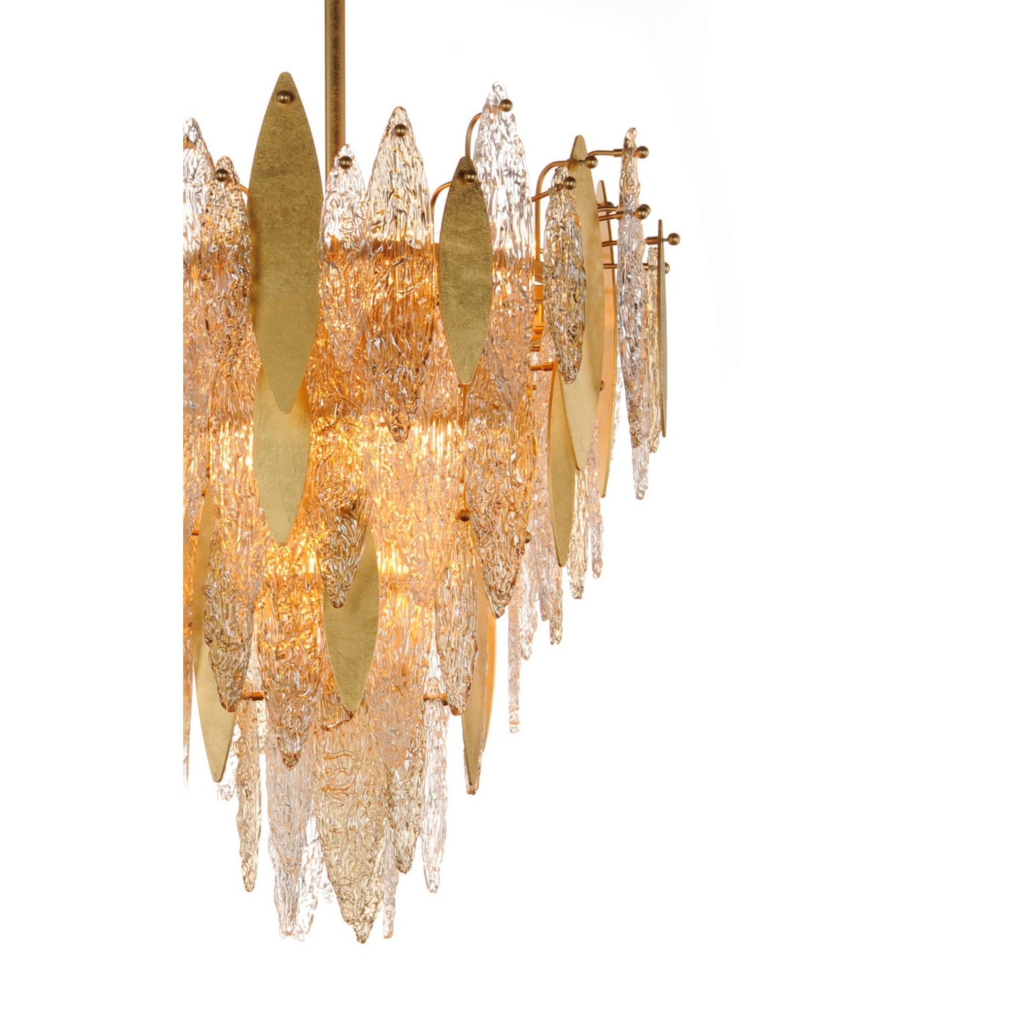 Majestic Gold Leaf Finish LED Chandelier - 12 Lights, 24 Inch