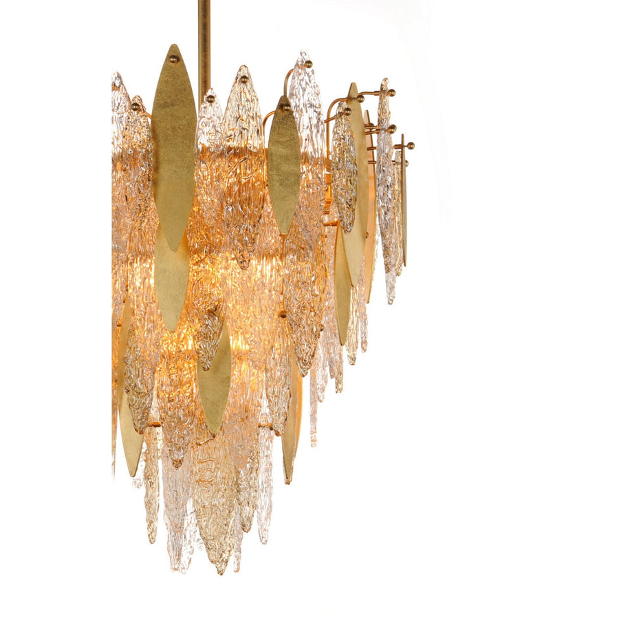 Majestic Gold Leaf Finish LED Chandelier - 12 Lights, 24 Inch