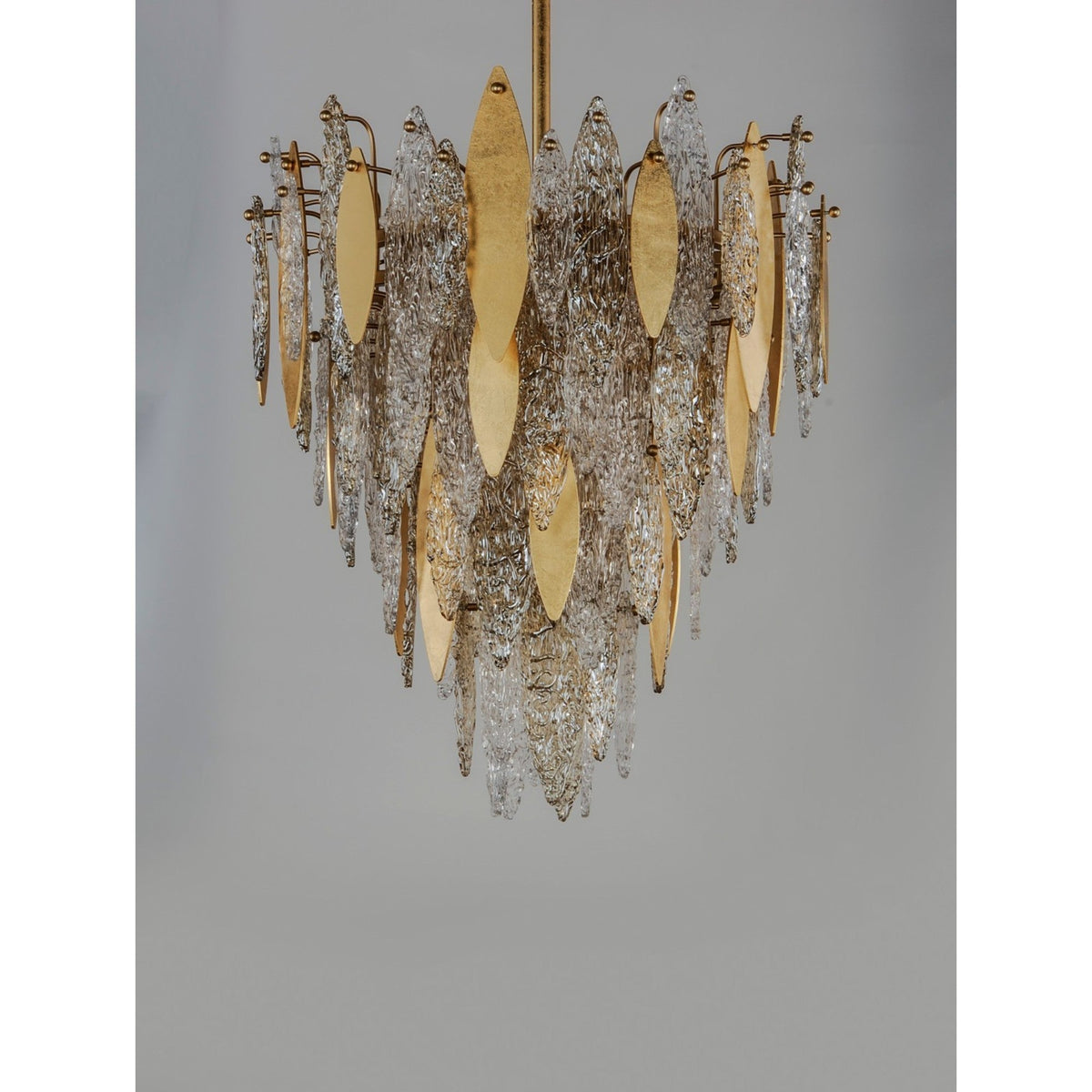 Majestic Gold Leaf Finish LED Chandelier - 12 Lights, 24 Inch