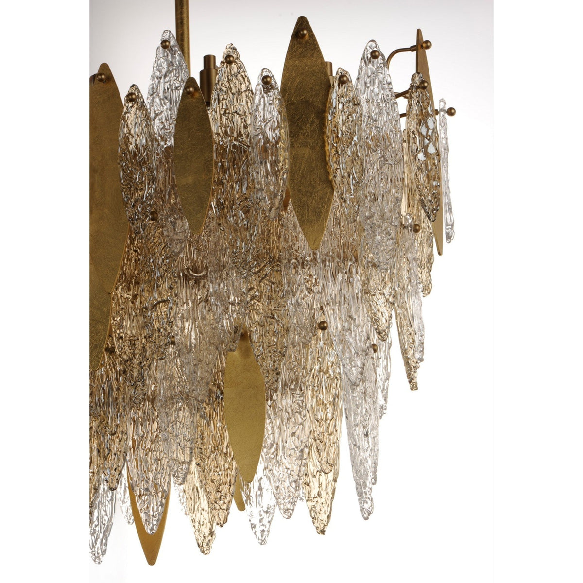 Majestic Gold Leaf 18-Light Linear Chandelier, 40-inch - Bees Lighting