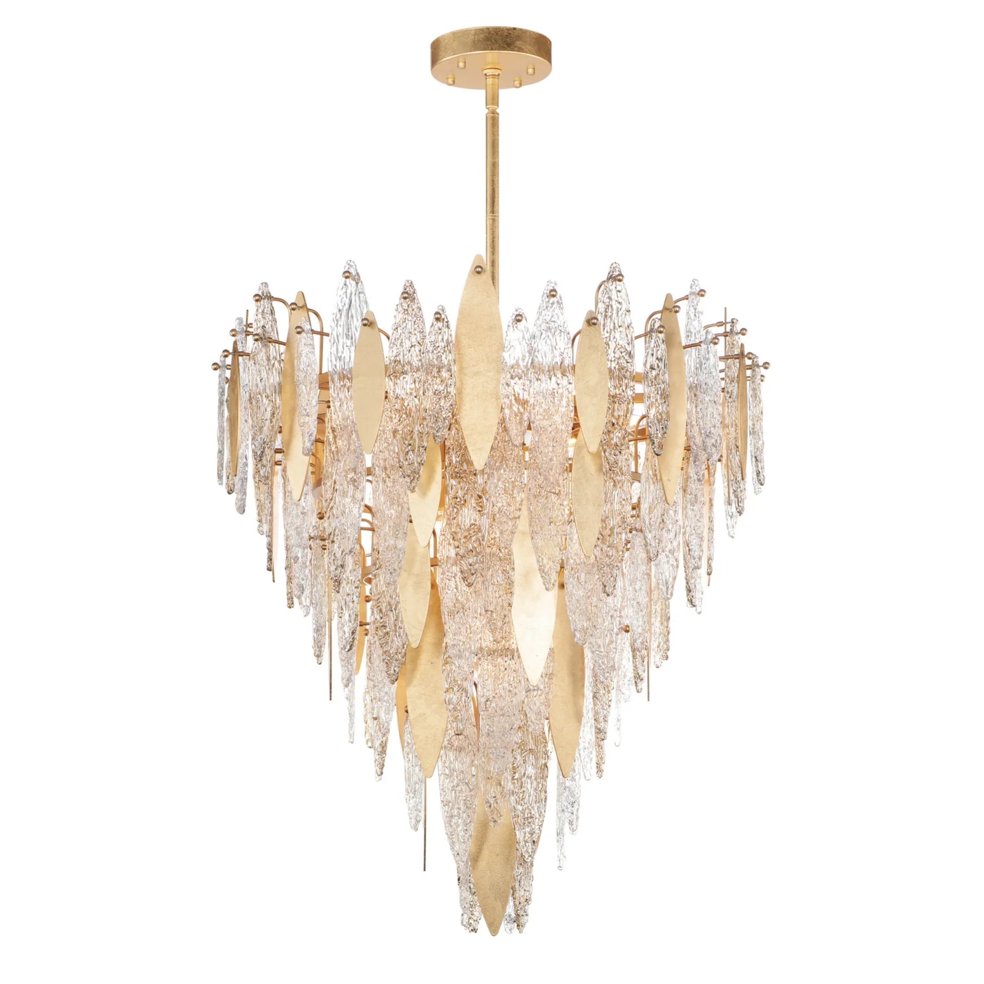 Majestic Gold Leaf Finish LED Chandelier - 12/21 Lights, 24‘’ 33‘’