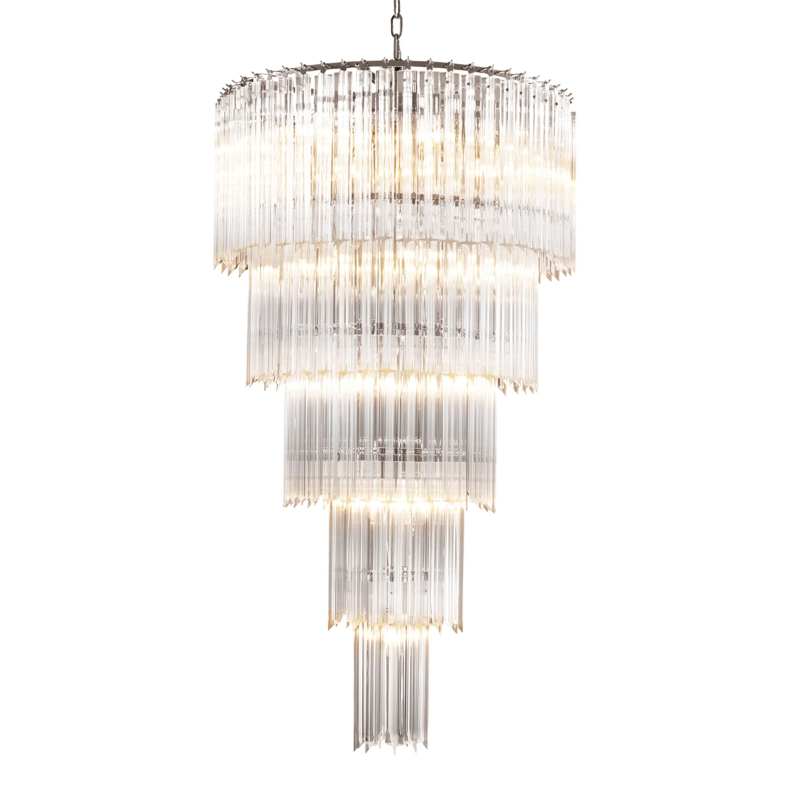 Alpina Modern Glass Chandelier - Nickel