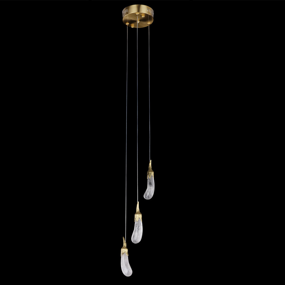 Kathleen Rock Crystal Modern LED 3 Light Long shape Pendant Lamp Fixture