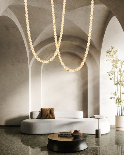 Pearl Necklace Alabaster Globe Beaded Linear Chandelier 40"-197"