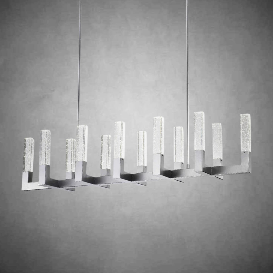 12 Light Rectangular Crystal Dianyi LED Chandelier Silver