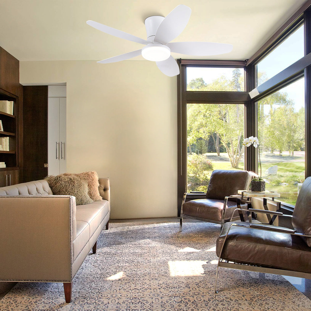 Indoor/Outdoor Recessed Black Ceiling Fan Light