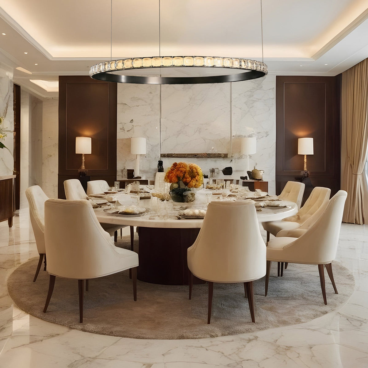 Drake Single-Ring Crystal Chandelier