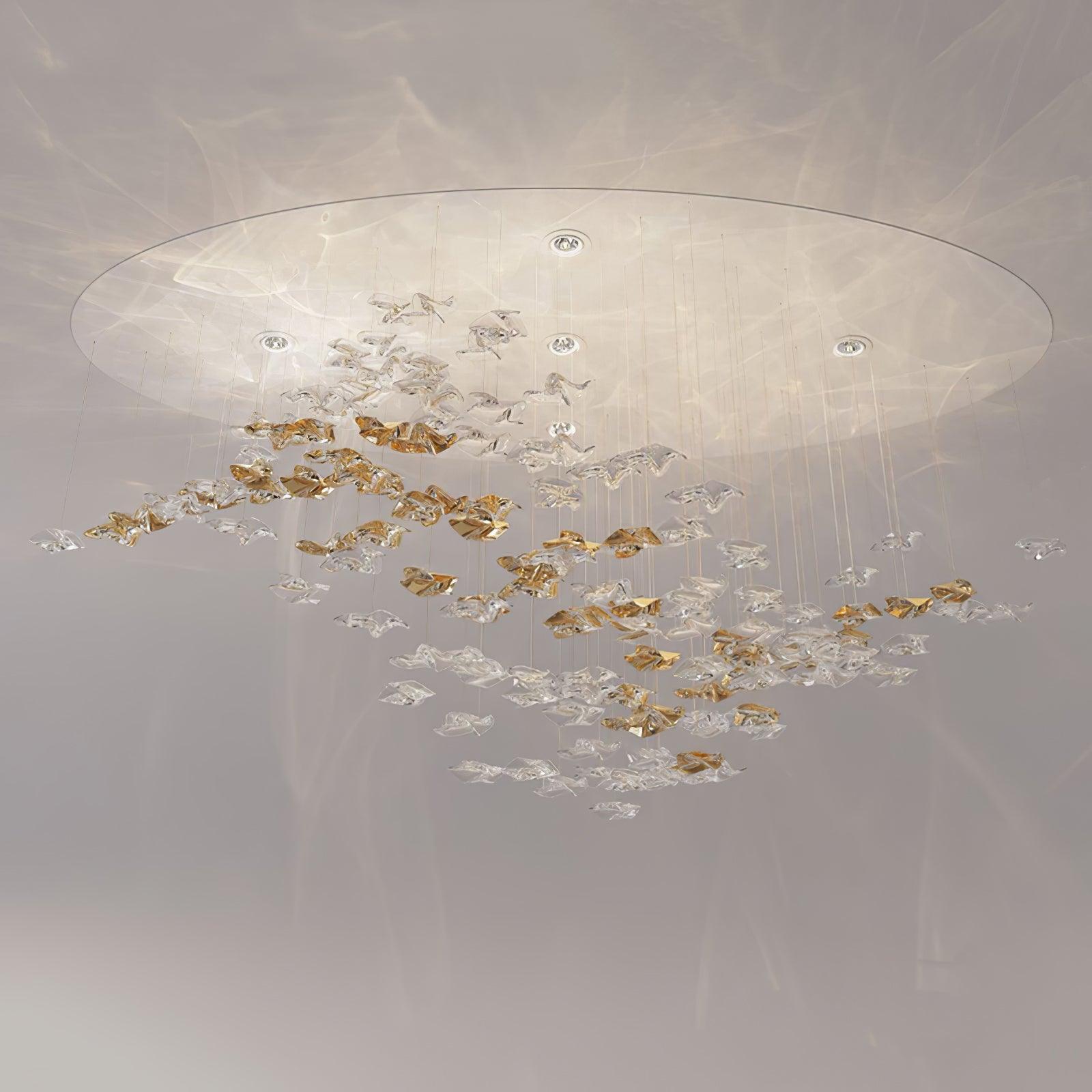 Calliope Coastal Sands Wave Glass Chandelier, Artisic Handmade Glass Chandelier