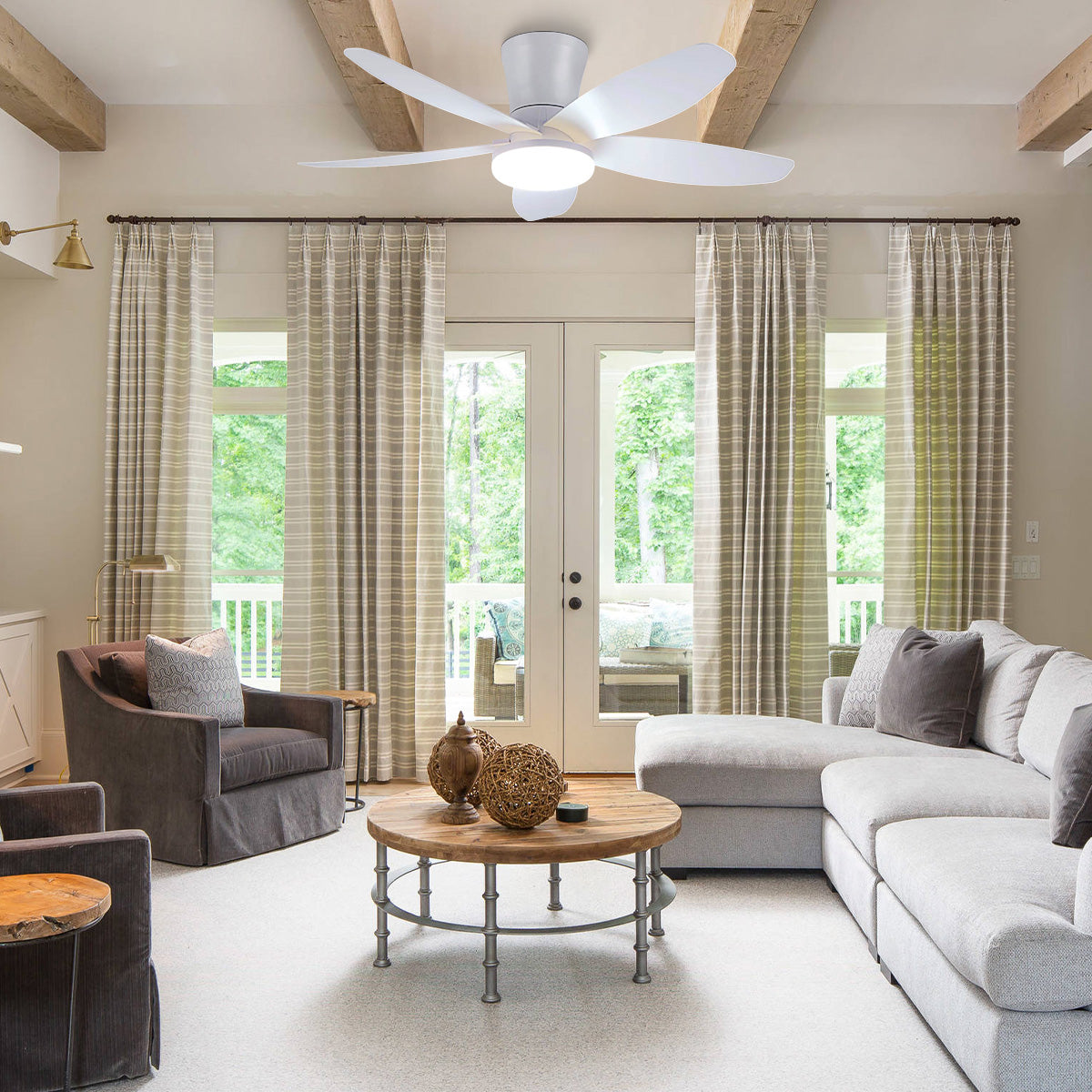 Indoor/Outdoor Recessed Black Ceiling Fan Light