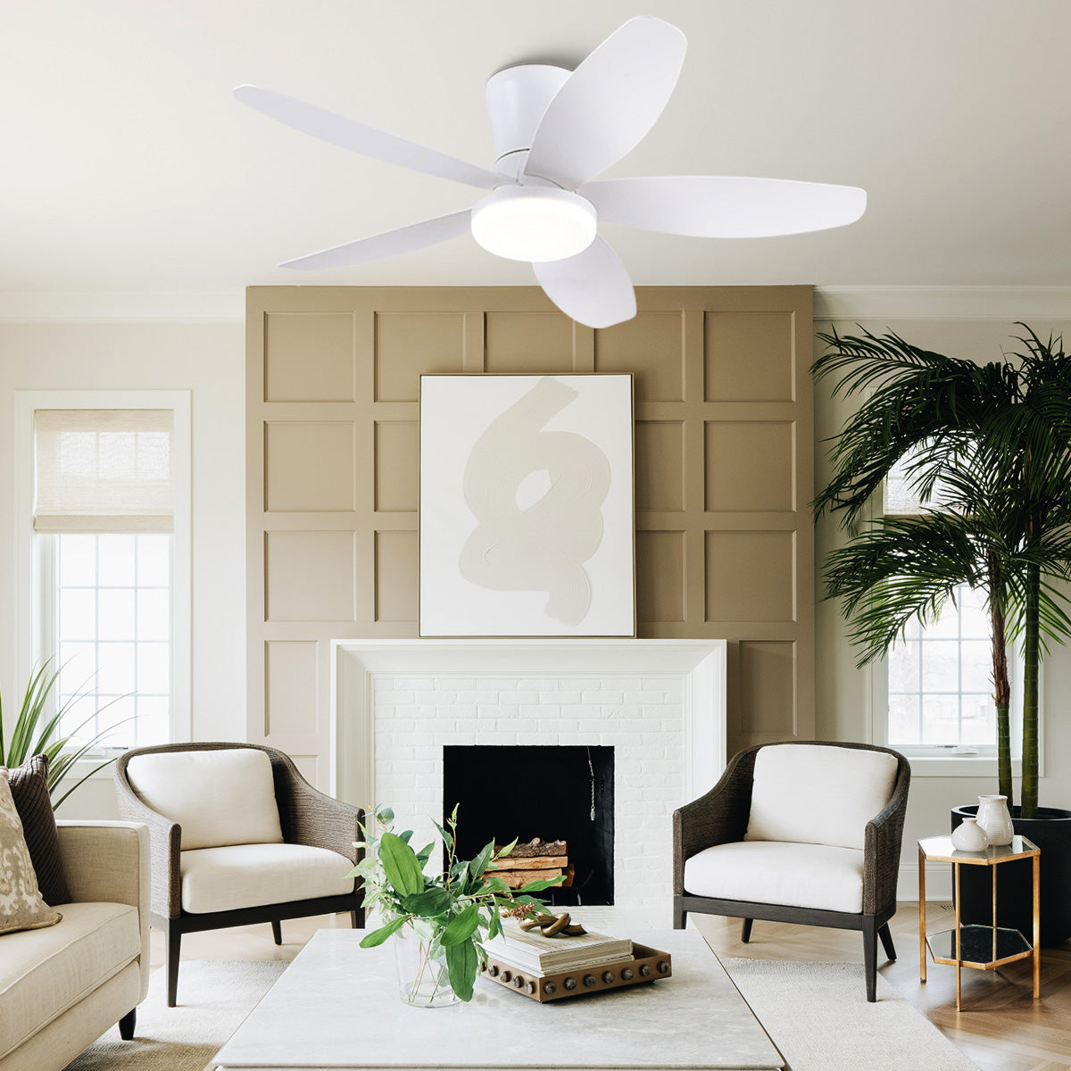 Indoor/Outdoor Recessed Black Ceiling Fan Light