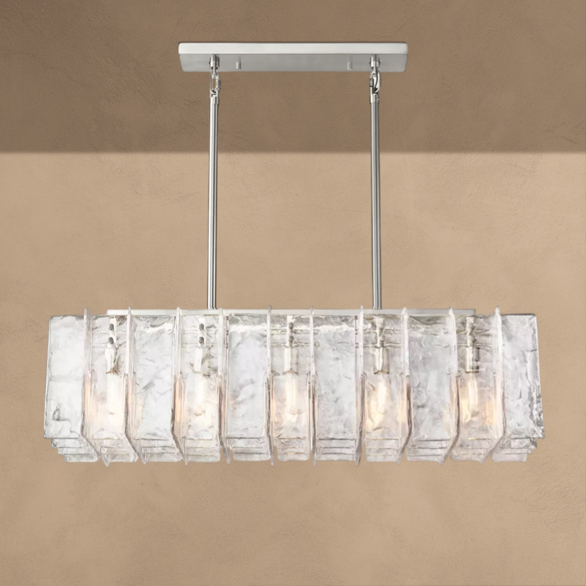 Latrel Smoke Glass Rectangular Chandelier 49″