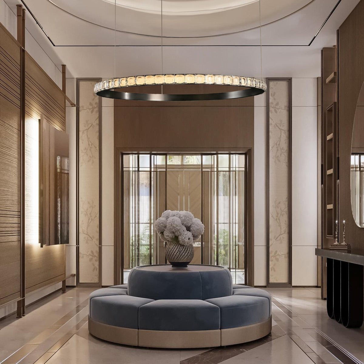 Drake Single-Ring Crystal Chandelier