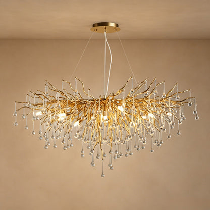 Stunning Tree Branch Crystal Chandelier with Clear Teardrop-shaped for Living/Dining Room