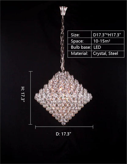 D:17.3"*H:17.3"Aesthetic Luxury Conical Crystal Chandelier for Living/Dinning Room/Foyer/Hallway/Staircase