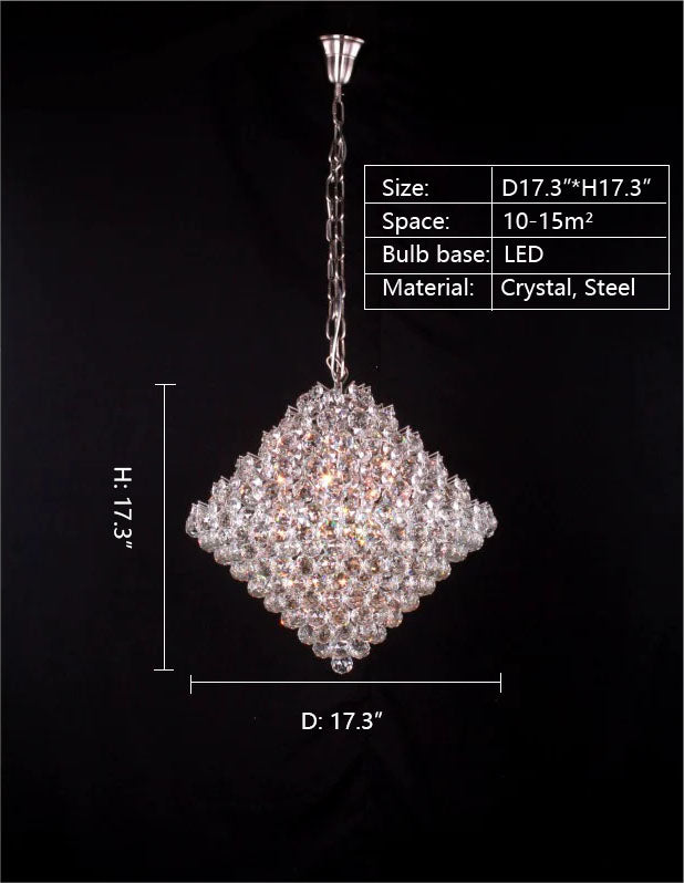 D:17.3"*H:17.3"Aesthetic Luxury Conical Crystal Chandelier for Living/Dinning Room/Foyer/Hallway/Staircase
