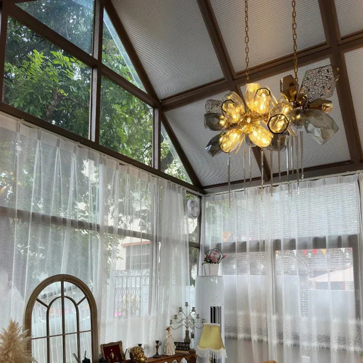 Glass Chandelier Italian Light Luxury Light Fixture for Dining Room/Living Room