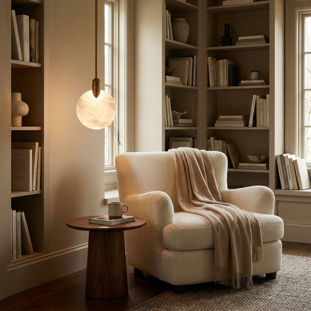 Luster Gaze Radiant Petal Single Pendant - cozy American reading nook by a window