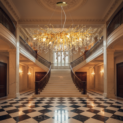 Luster Gaze Verdant Canopy Crystal Chandelier - grand American estate foyer