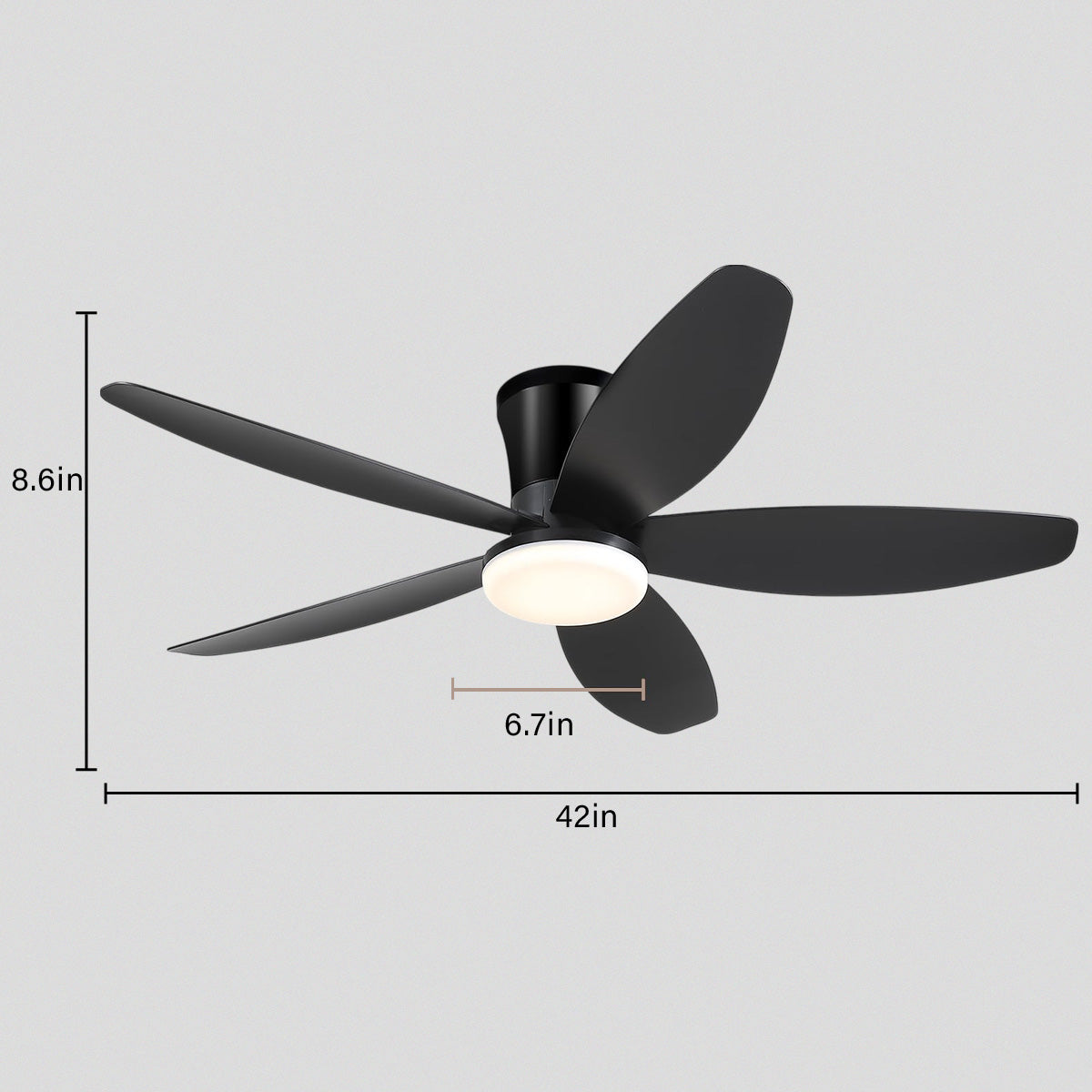Indoor/Outdoor Recessed Black Ceiling Fan Light