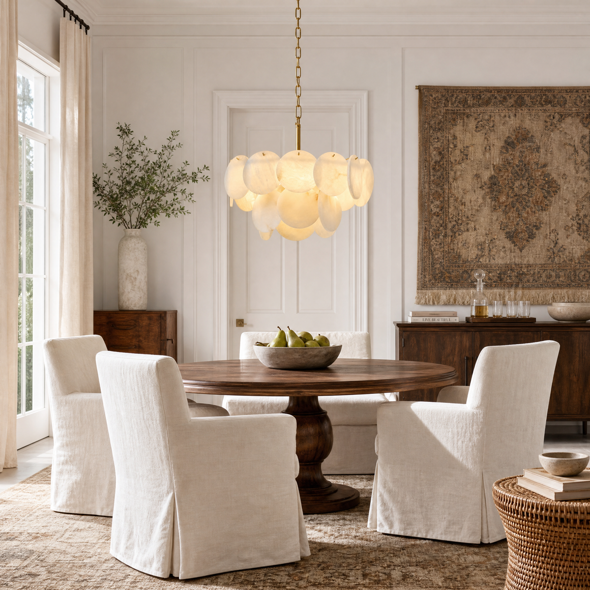 18" Round Alabaster Chandelier