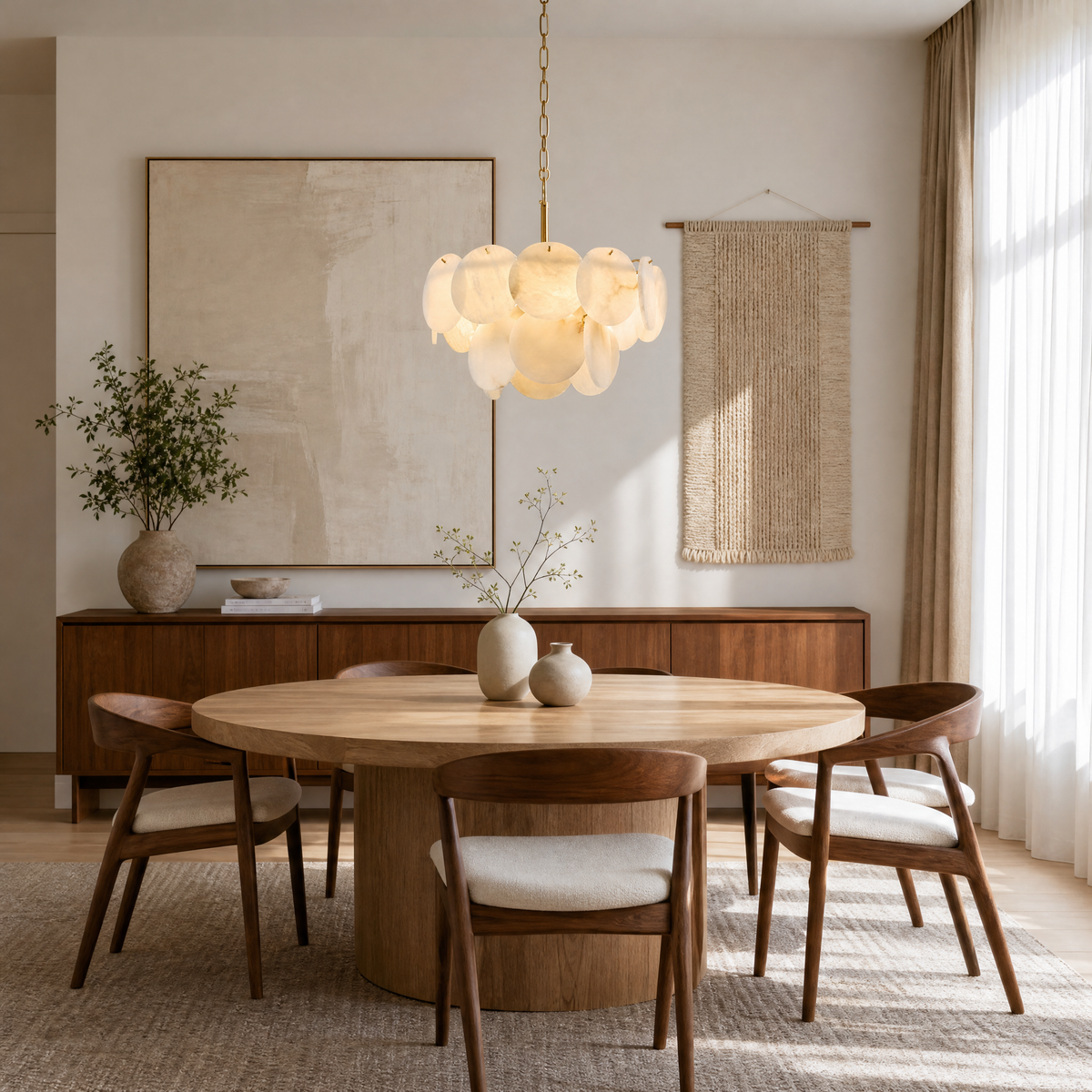 18" Round Alabaster Chandelier