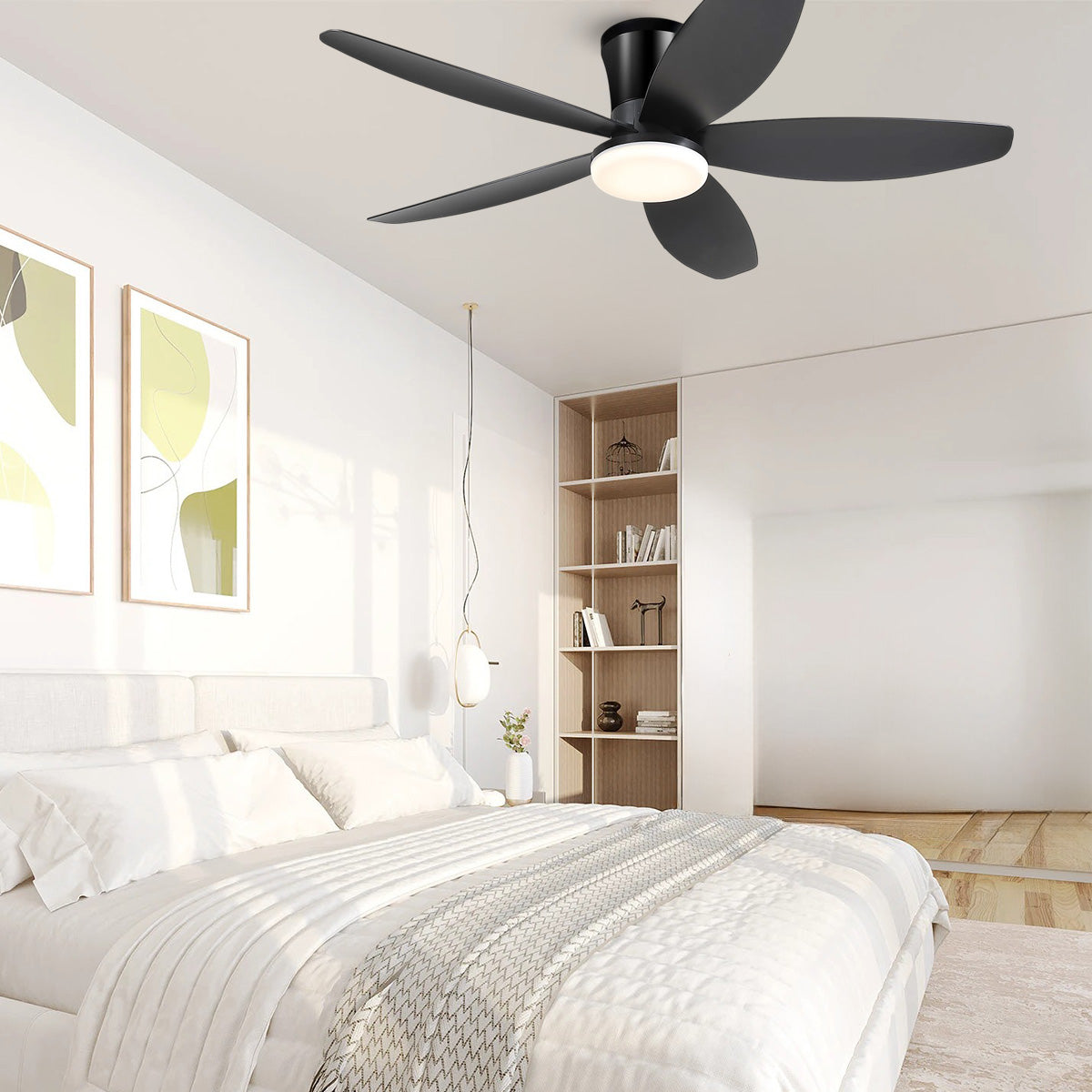 Indoor/Outdoor Recessed Black Ceiling Fan Light
