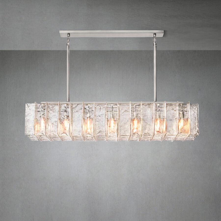 Lattice Clear Glass Rectangular Chandelier 49"67''