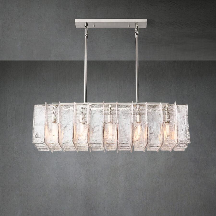 Lattice Clear Glass Rectangular Chandelier 49"67''