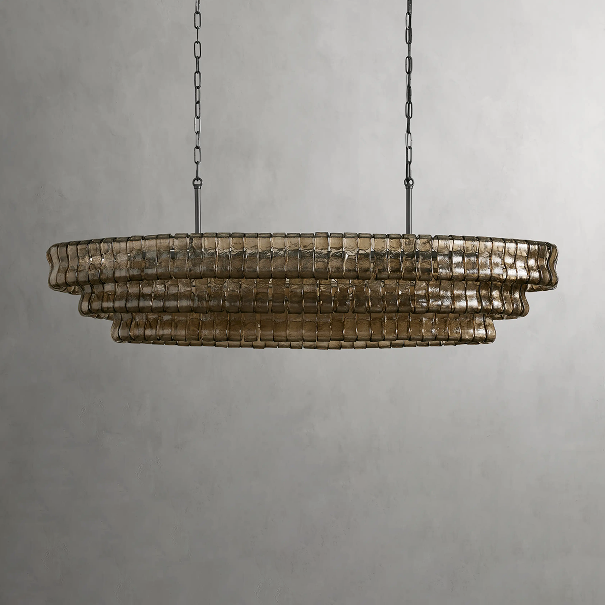 Ghiaccio Art Glass Oval Chandelier