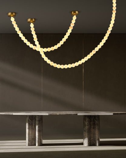 Pearl Necklace Alabaster Globe Beaded Linear Chandelier 40"-197"