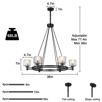 Round Crystal Chandelier, 36" K9 Crystal Chandeliers for Dining Room