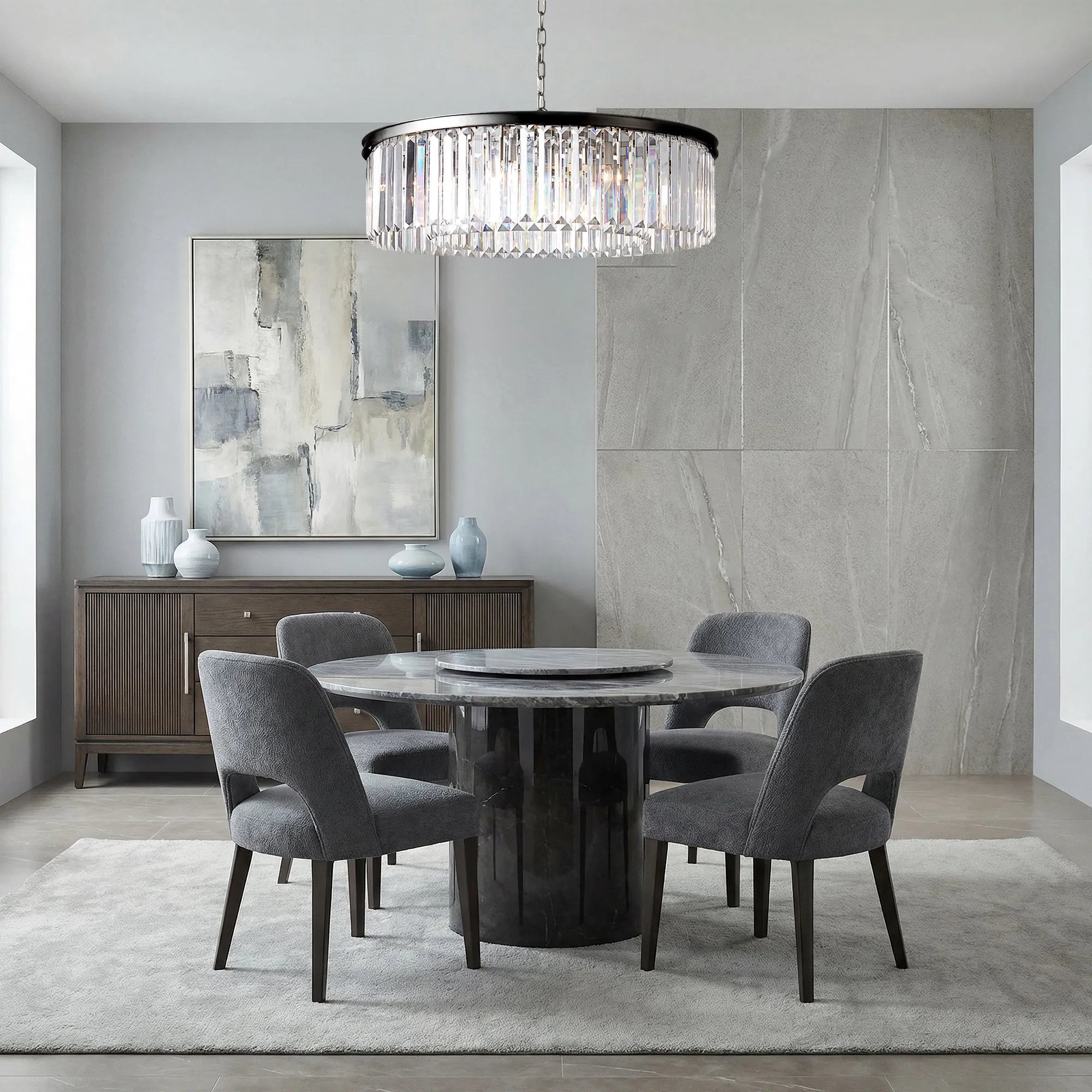 Leyland Crystal Round Chandelier