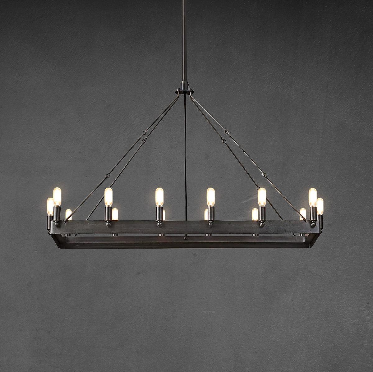 Radiant Vintage Filament Rectangle Chandelier 41''52''
