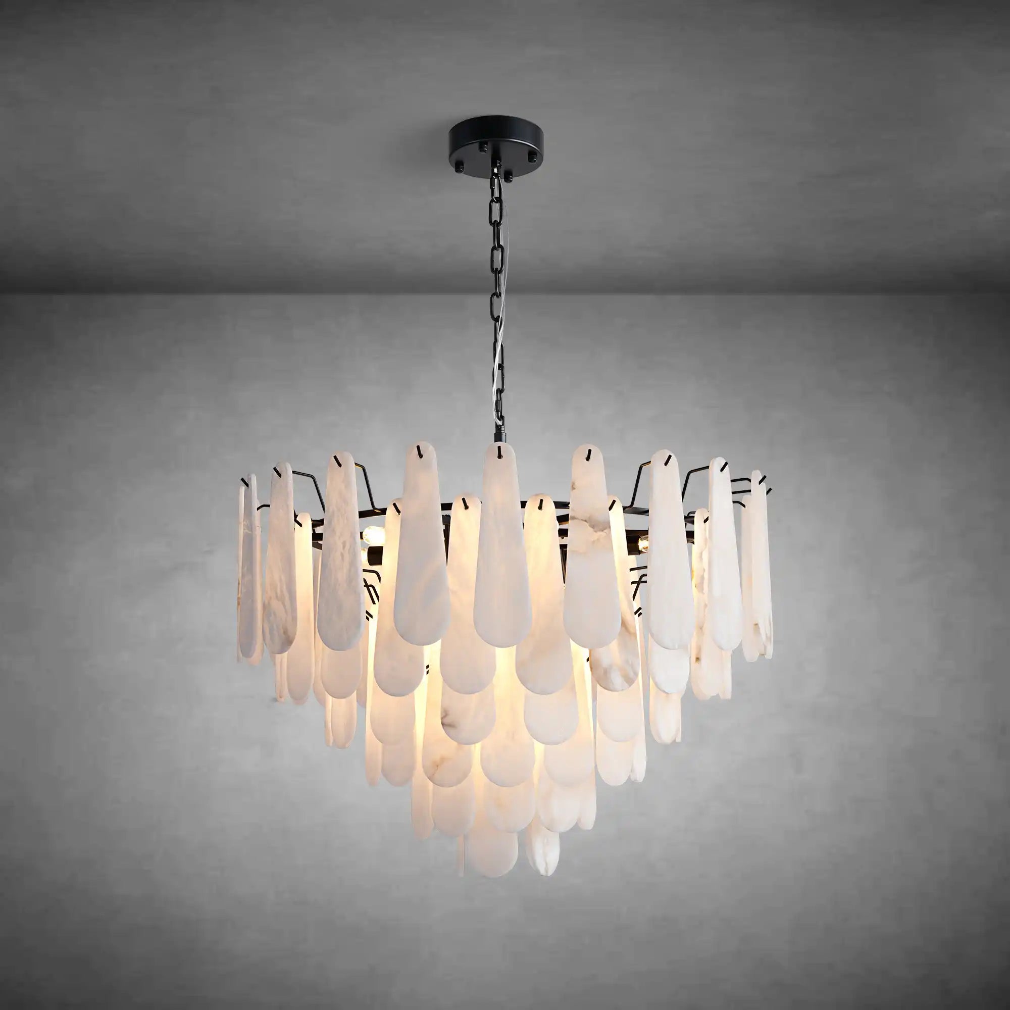 Modern Alabaster Black Round Pendant light