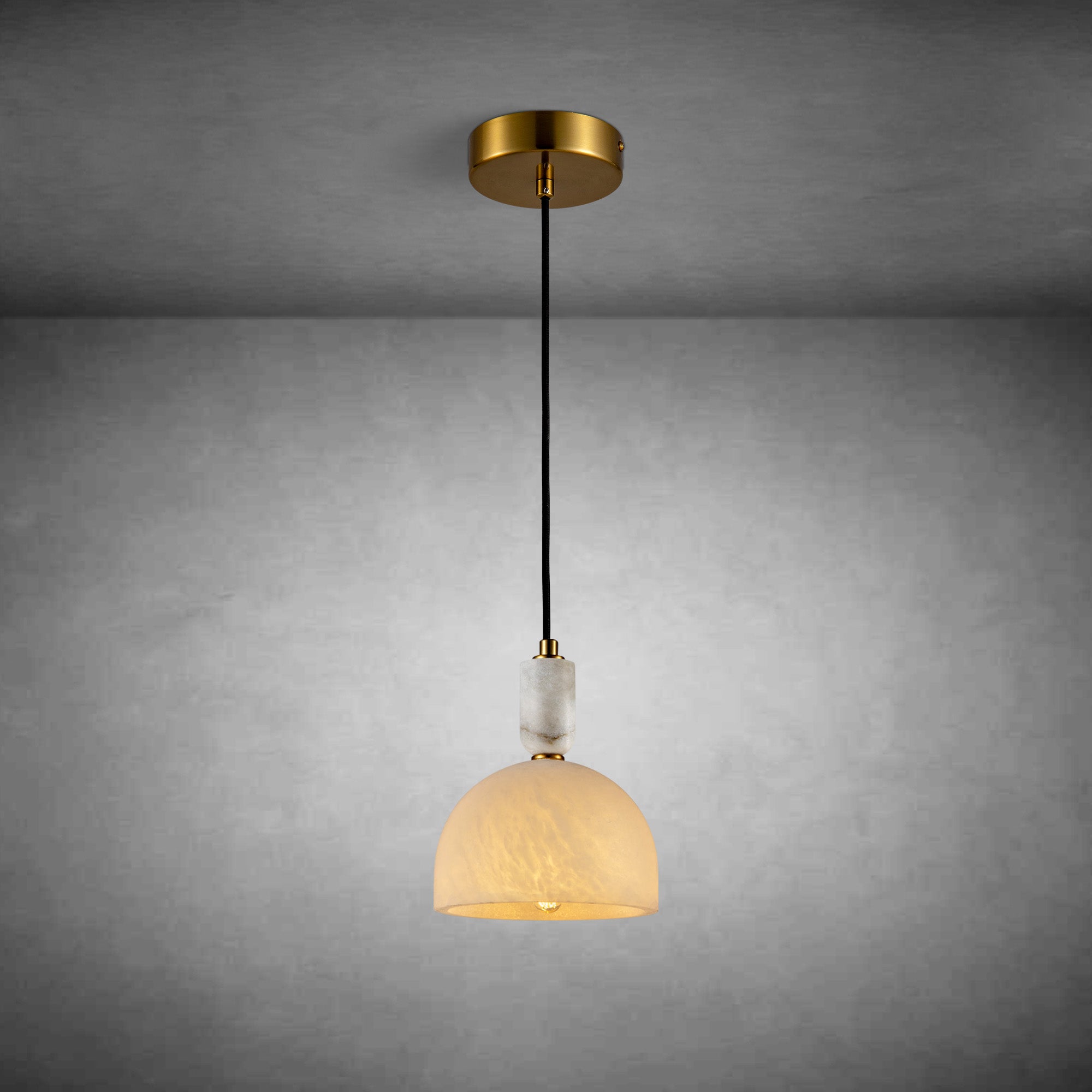 Alabaster semi-circular pendant