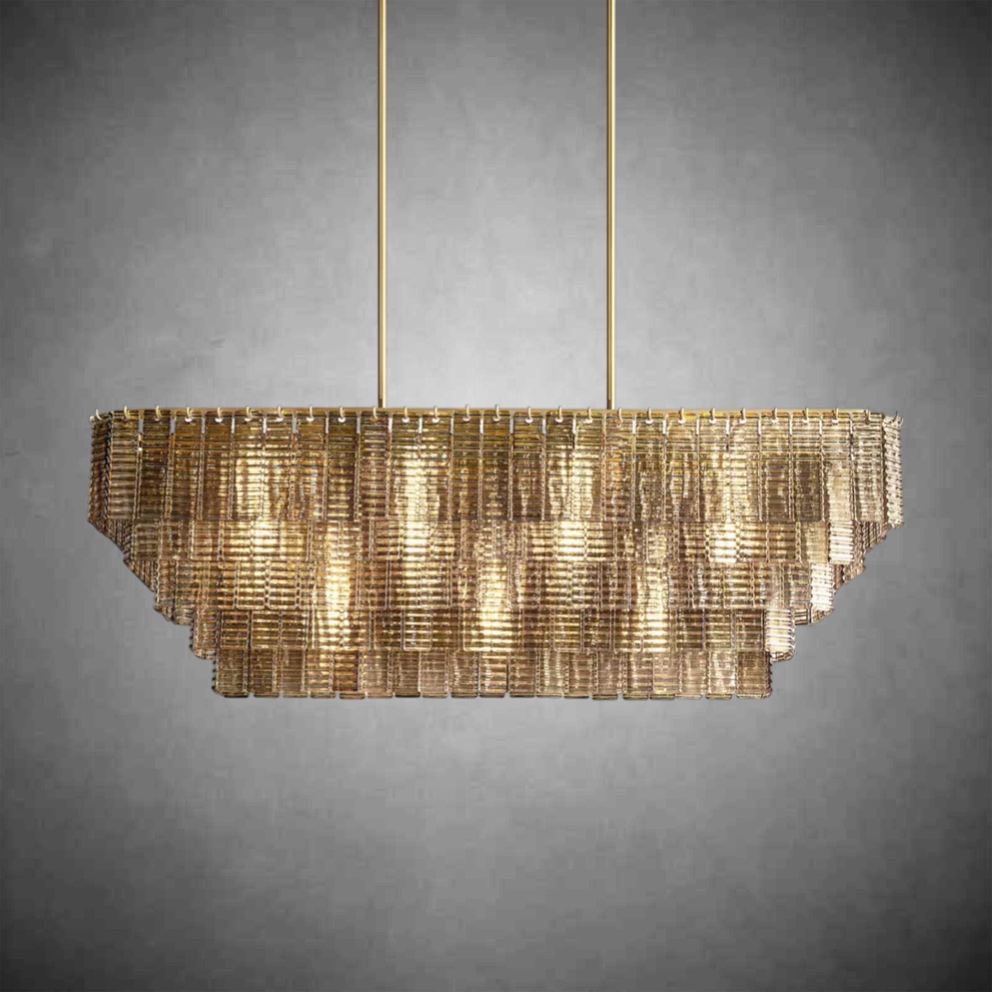 HA Sirena Smoke Glass Rectangle Chandelier 59"