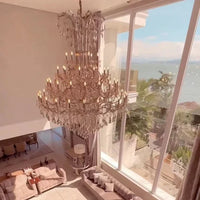 Luxury Classic Multi-layers Candle Crystal Dimmable Tiered Chandelier in Gold/Silver Finish
