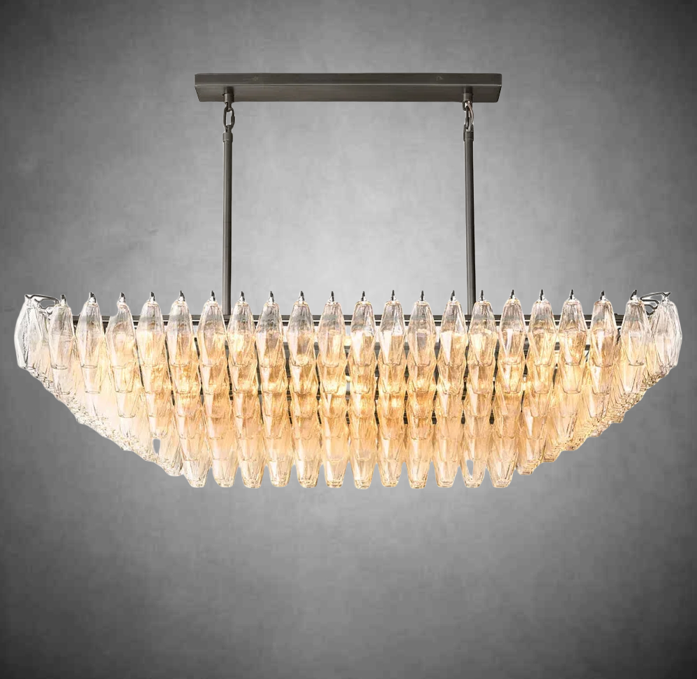Eclipsia Glass Tired Rectangular Chandelier 54"74''