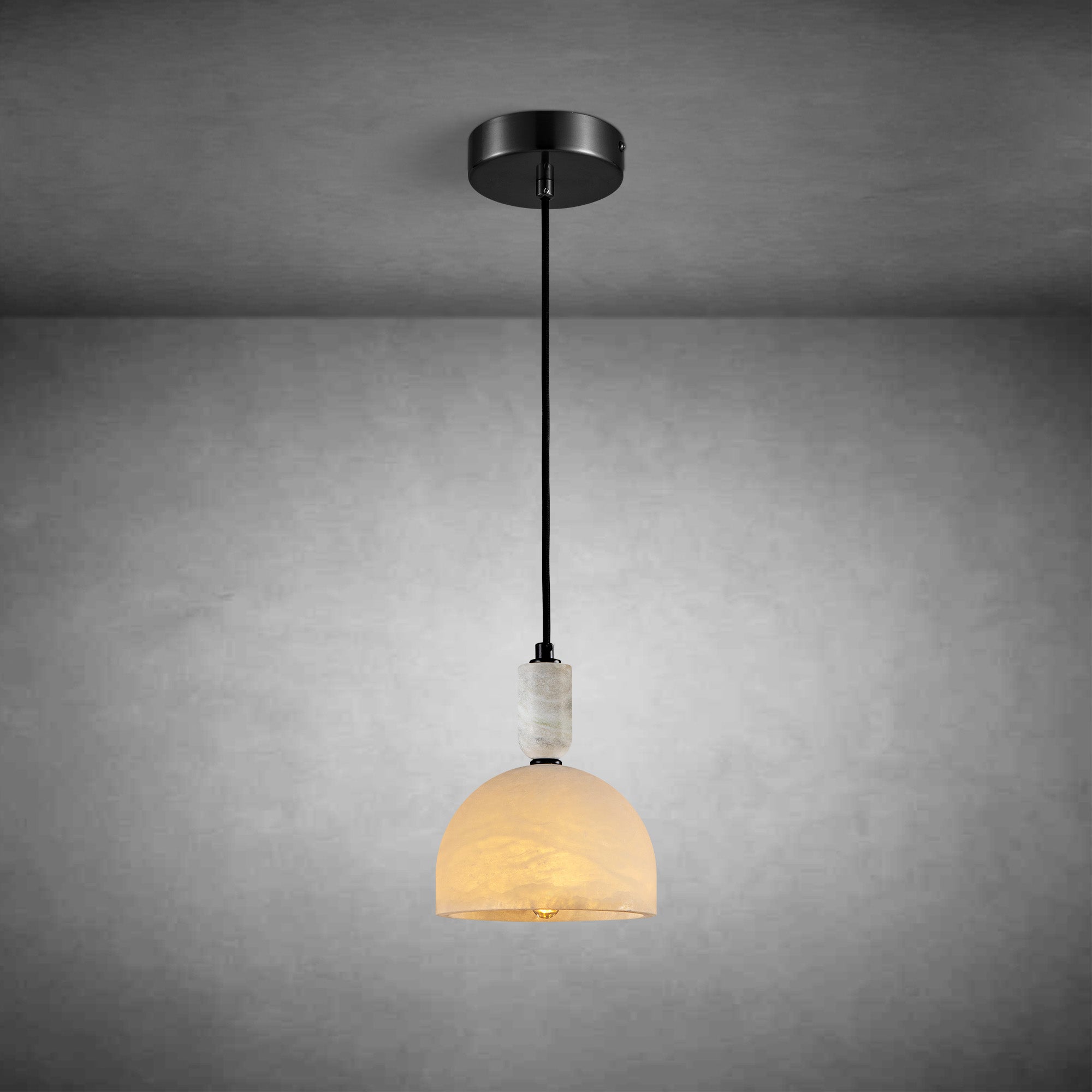 Alabaster semi-circular pendant